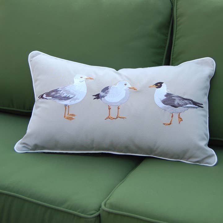 Rightside Design - Wholesale Lumbar Pillow - Seagull Flash Mob Indoor/Outdoor Throw Pillow1
