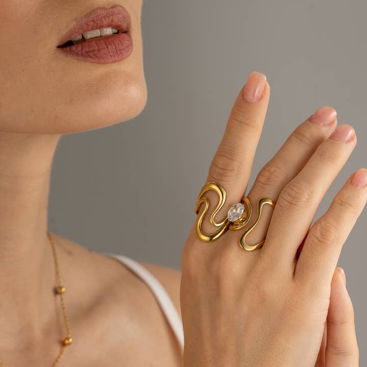 COSMOS - Wholesale Band/Stacked Ring - Wavy Ring in Stainless Steel – Geometric Design2