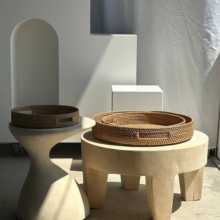 Office Objets - Wholesale Basket - Set of three handcrafted Indonesian wicker baskets in natural rattan (caramel)26