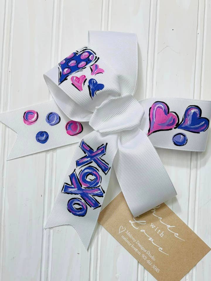 Handpainted Hairbow XoXo for wholesale by Melony Designs