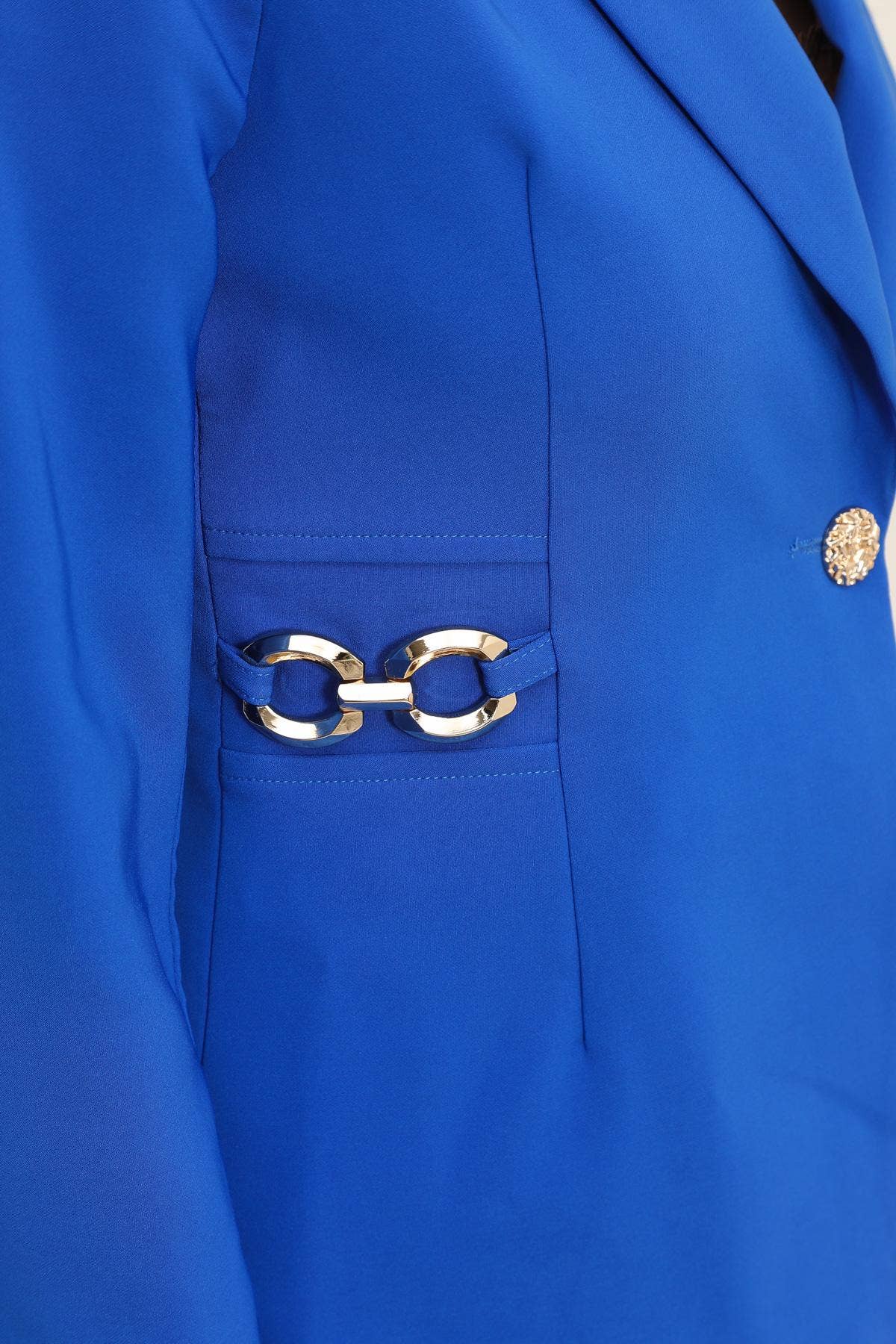 LULUMARY – Großhandel Jacke – Damen – Figurbetonter Blazer V279 mit Golddetails6