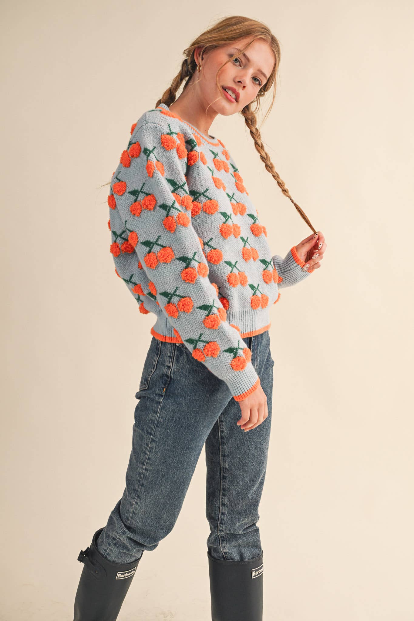 &MERCI - Wholesale Knit Sweater - Women's - FUZZY CHERRY SWEATER MSW1112226