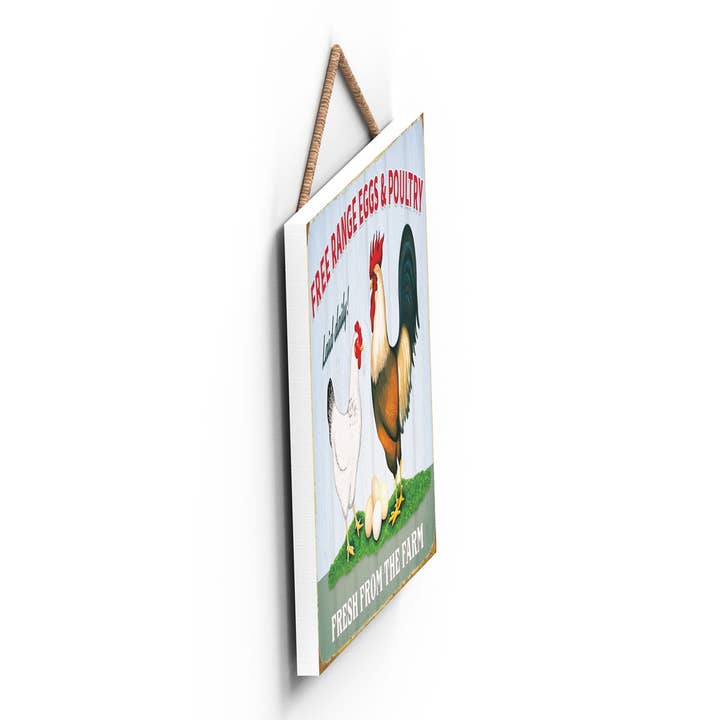 Vivid Squid Wholesale – wholesale Sign – P1892 - Free Range Eggs Kitchen Themed Decorative Wooden Han2