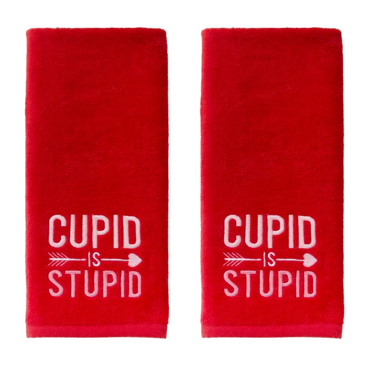 Cupid Is Stupid 2-delige handdoekenset, rood voor wholesale door SKL HOME
