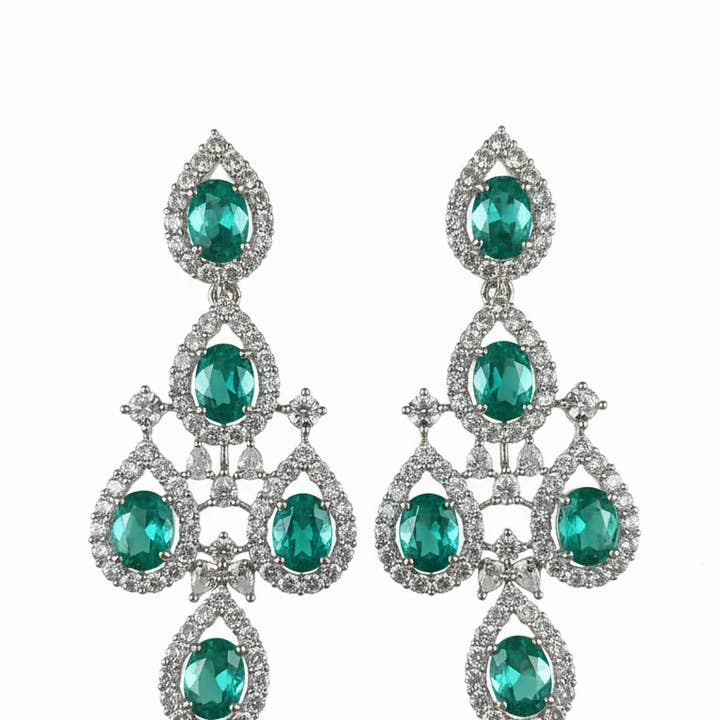 Venda Flash Vintage Brincos Luxuosa Ed. Limitada Prata Verde por atacado de ACUS