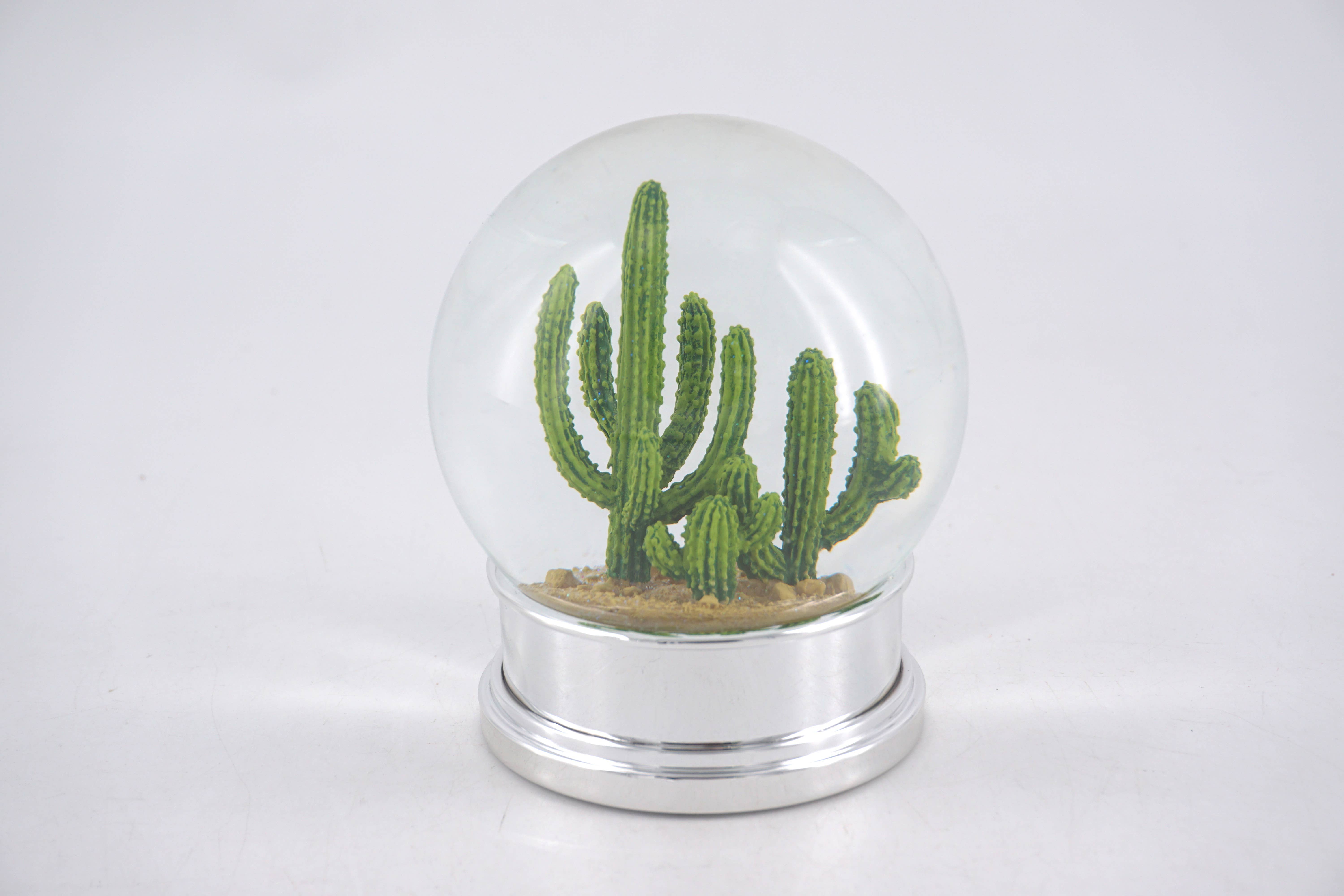 Merri Glow - Wholesale Decorative Tabletop Object - Cactus Glitter Snowglobe - 100mm1