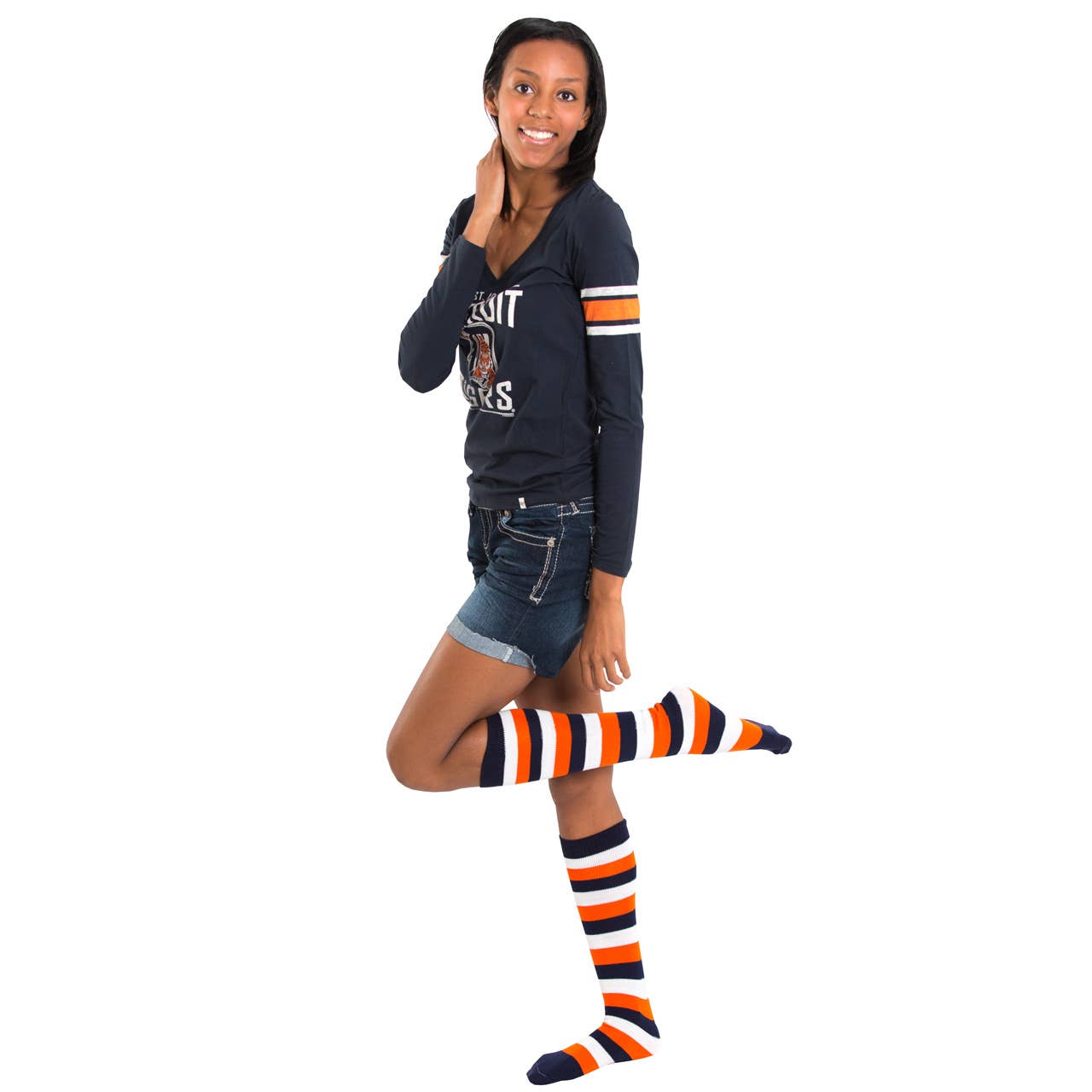 Chrissy's Socks - Wholesale Socks - Women's - Navy/White/Orange Striped Socks2