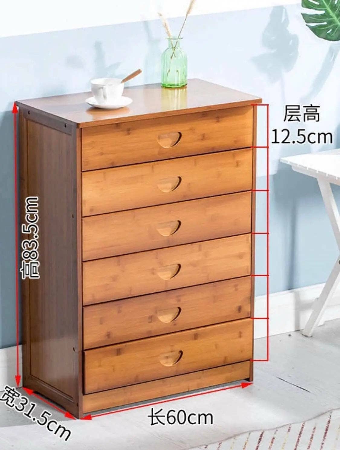 everythingbamboo - Vente Armoire - Commode moderne en bambou massif avec tiroirs pour chambre, choix élégant de rangement7