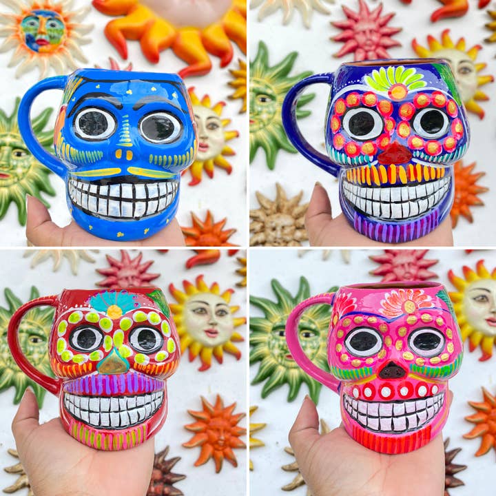 Doña Cata Art - Wholesale Coffee Mug - Skull mugs taza calavera made mexico 5in 15 oz1
