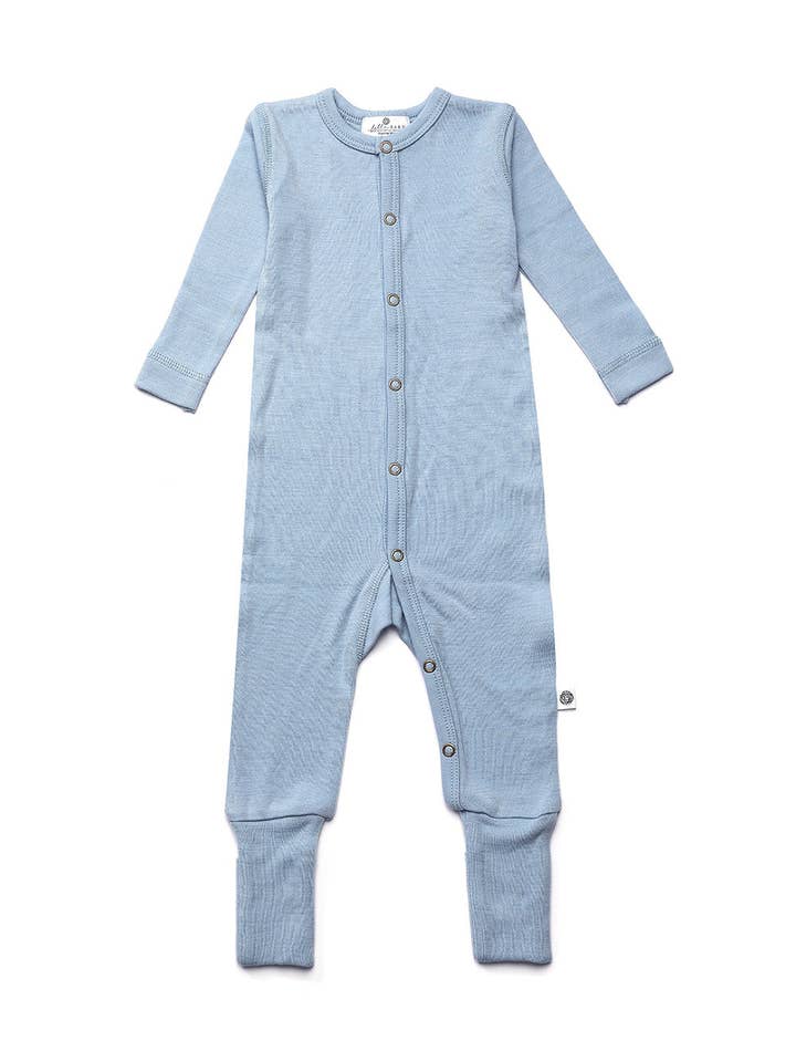 Woolen baby suit / playsuit - Merino wool - Blue Fog for wholesale by Lille Barn