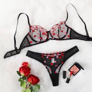 Wholesale Clarissa Red and Gold Lingerie set (bra and panty) for your store  - Faire