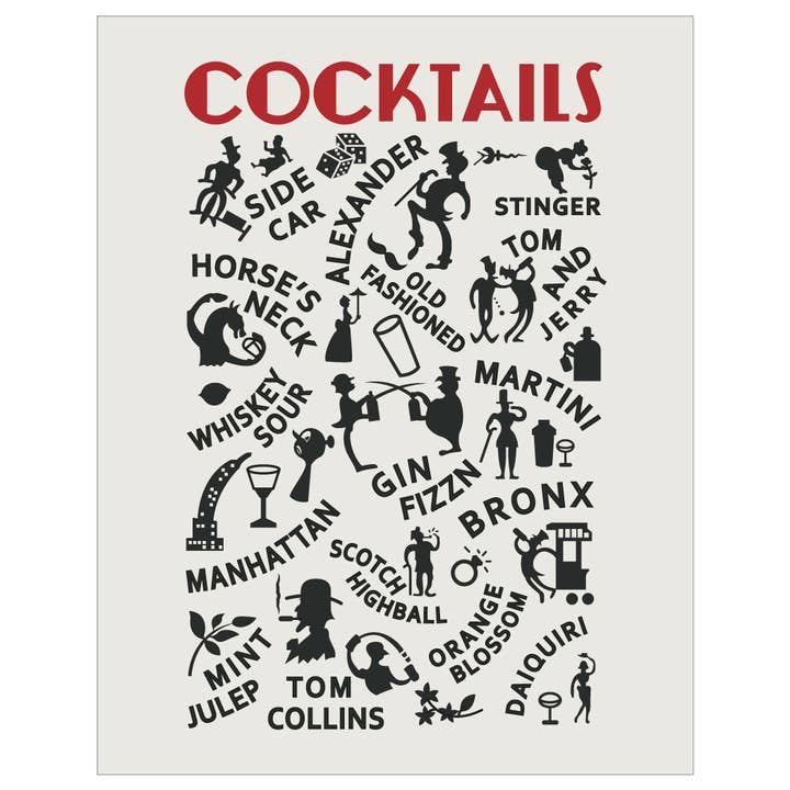 5" x 7 Vintage Cocktail List Greeting Card for wholesale by Fridgedoor