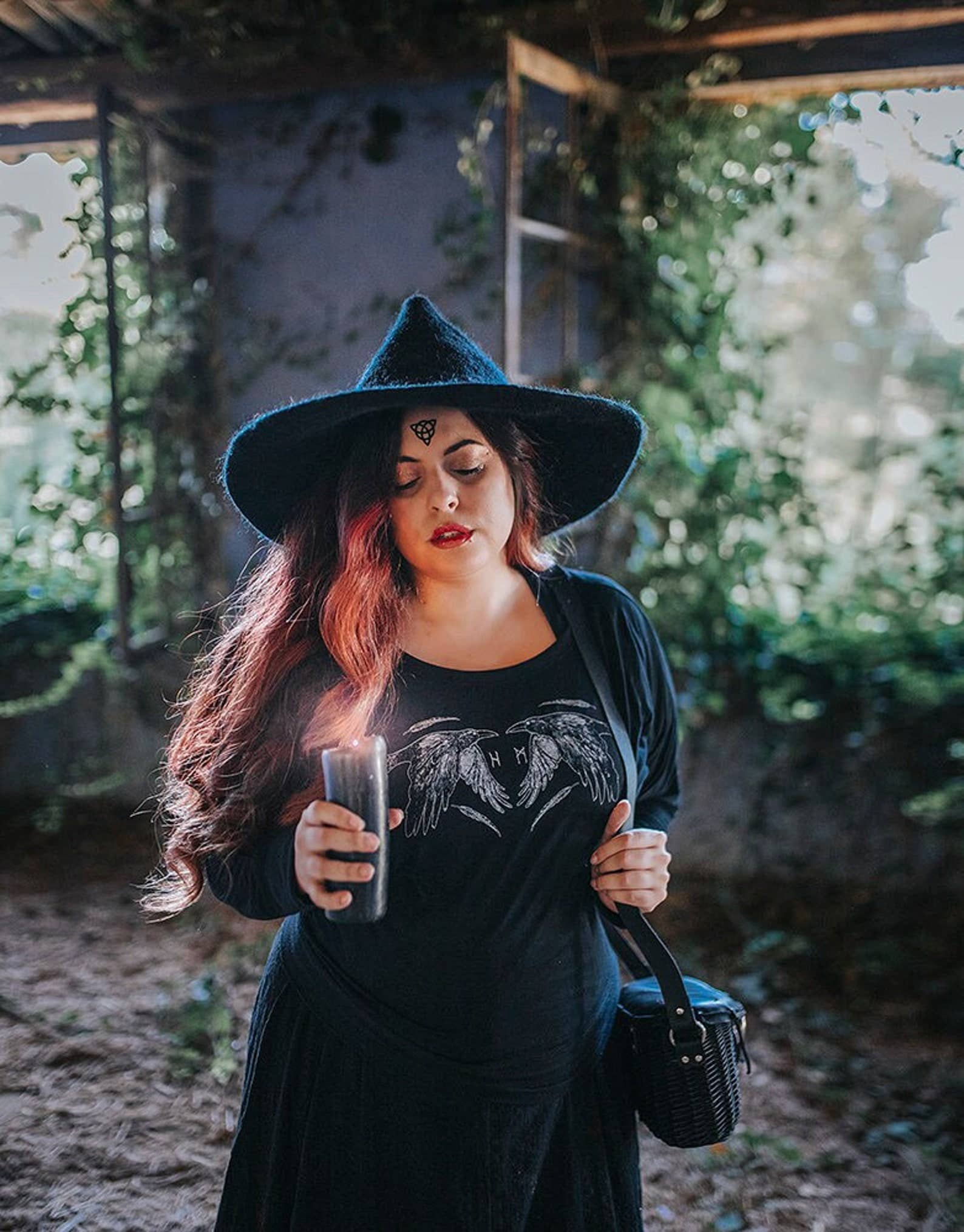 Costurero Real - Vendita all'ingrosso Costume di carnevale - Uomo - Cappello da strega mago magico piccolo nero scuro Wicca a punta in feltro7