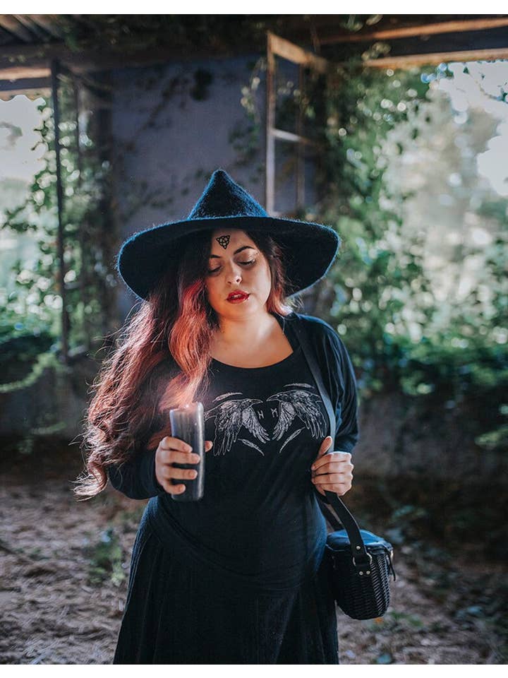 Costurero Real - Vendita all'ingrosso Costume di carnevale - Uomo - Cappello da strega mago magico piccolo nero scuro Wicca a punta in feltro7