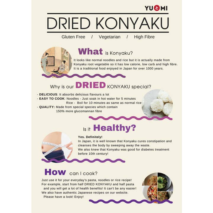 YU&MI - Wholesale Pasta - Konjac Noodles / Dried Konyaku Shirataki Noodles, 100g