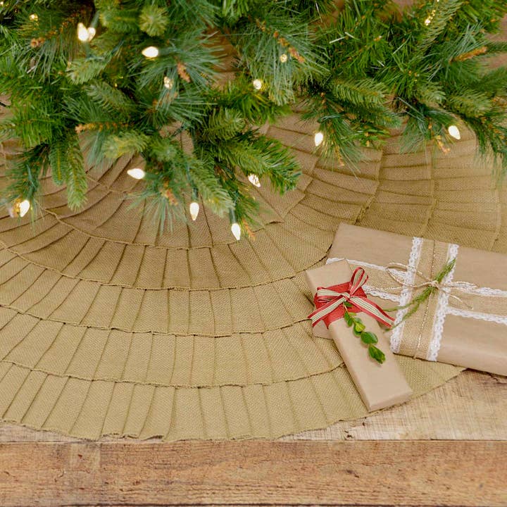 VHC Brands - Vente Jupes de sapin de Noël - Jupe d'arbre à volants en toile de jute naturelle festive 48