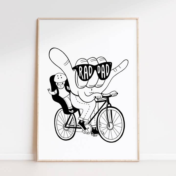 Rad Dad Cycles Art Print for wholesale by Black & Beech