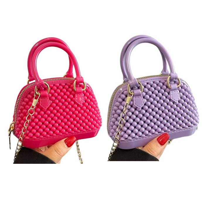 Mavi Bandz - Wholesale Crossbody Bag - Kids - Mini Jelly Bubble Bowler Purse with Crossbody Gold Chain