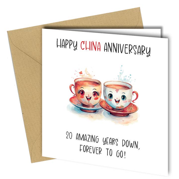 #1736 20° Anniversario Cina Carta per la vendita all'ingrosso da parte di Close to the Bone Greeting Cards and Gifts