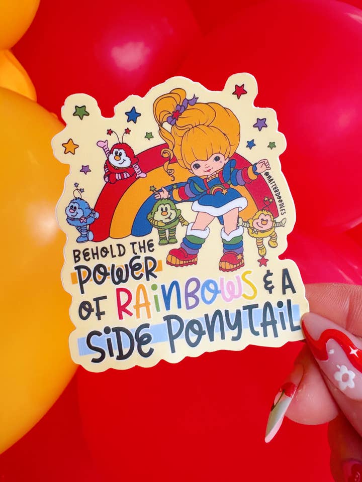 Power of Rainbows & Side Ponytail Rainbow Brite Sticker for wholesale by NatterDoodle