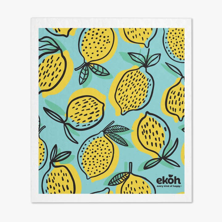 EKOH - Wholesale Dishcloth - Swedish Dishcloth Set of 2 Papaya & Lemons Print2