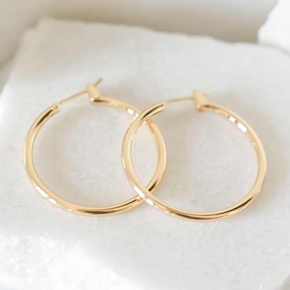 18k gold plated hoops -earrings- hypoallergenic for wholesale by Bella Rey jewelry