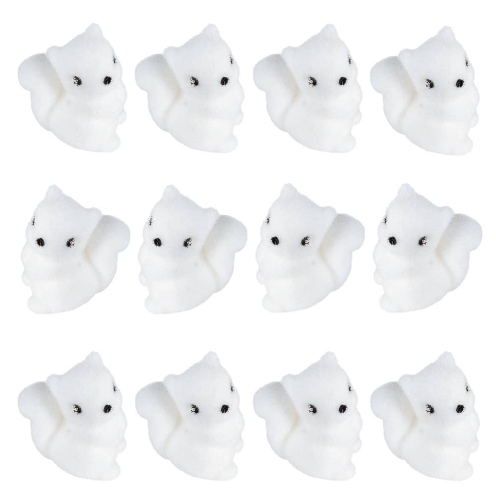 Factory Direct Craft – wholesale Decorative figurine – 1" Miniature White Flocked Squirrels (Bag of 12)6