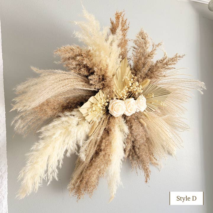 Pampas Design – Engroshandel Tørrede/pressede blomster – Pampas tørret blomsterarrangement ARCH eller vægbryllup og begivenhed7