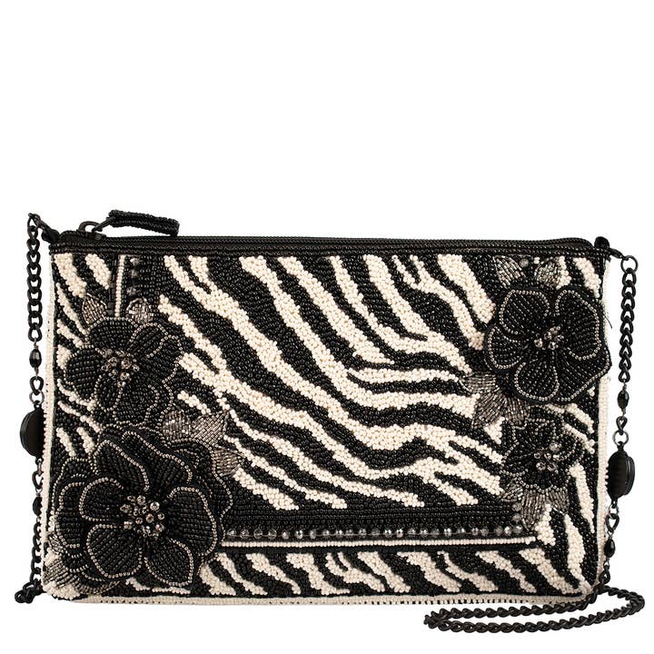 Primal Balance Zebra Bloemrijke Zwart-witte Schoudertas voor wholesale door Mary Frances Accessories