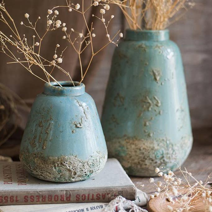 Rustic Reach - Wholesale Vase - Turquoise Ceramic Vase12