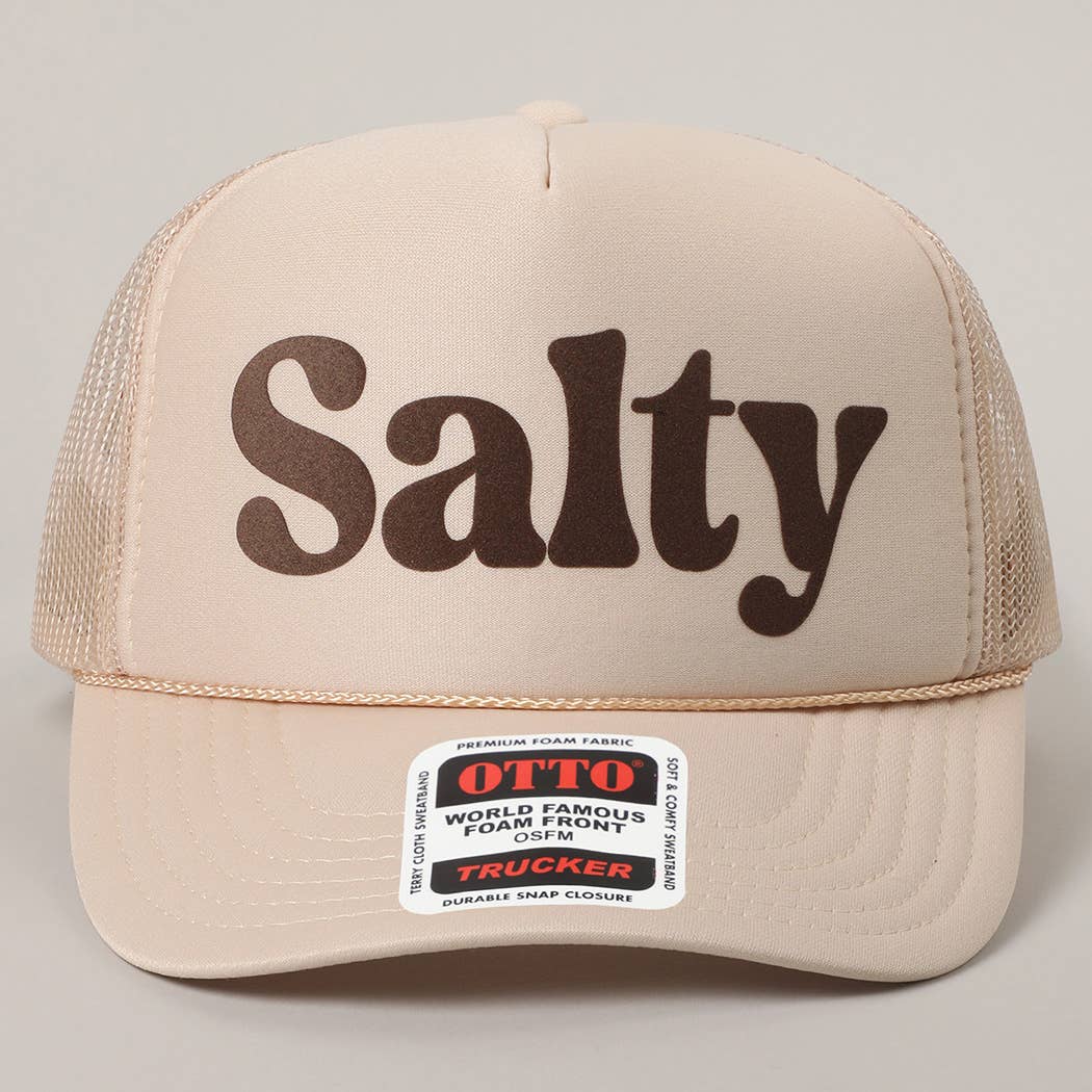 Fashion City – wholesale Trucker hat – Unisex – Salty Text Printed Mesh Back Foam Trucker Hat36