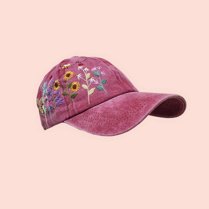 Olala Mia – Boné de beisebol - Mulher por atacado – Boné de beisebol com flores bordadas à mão7