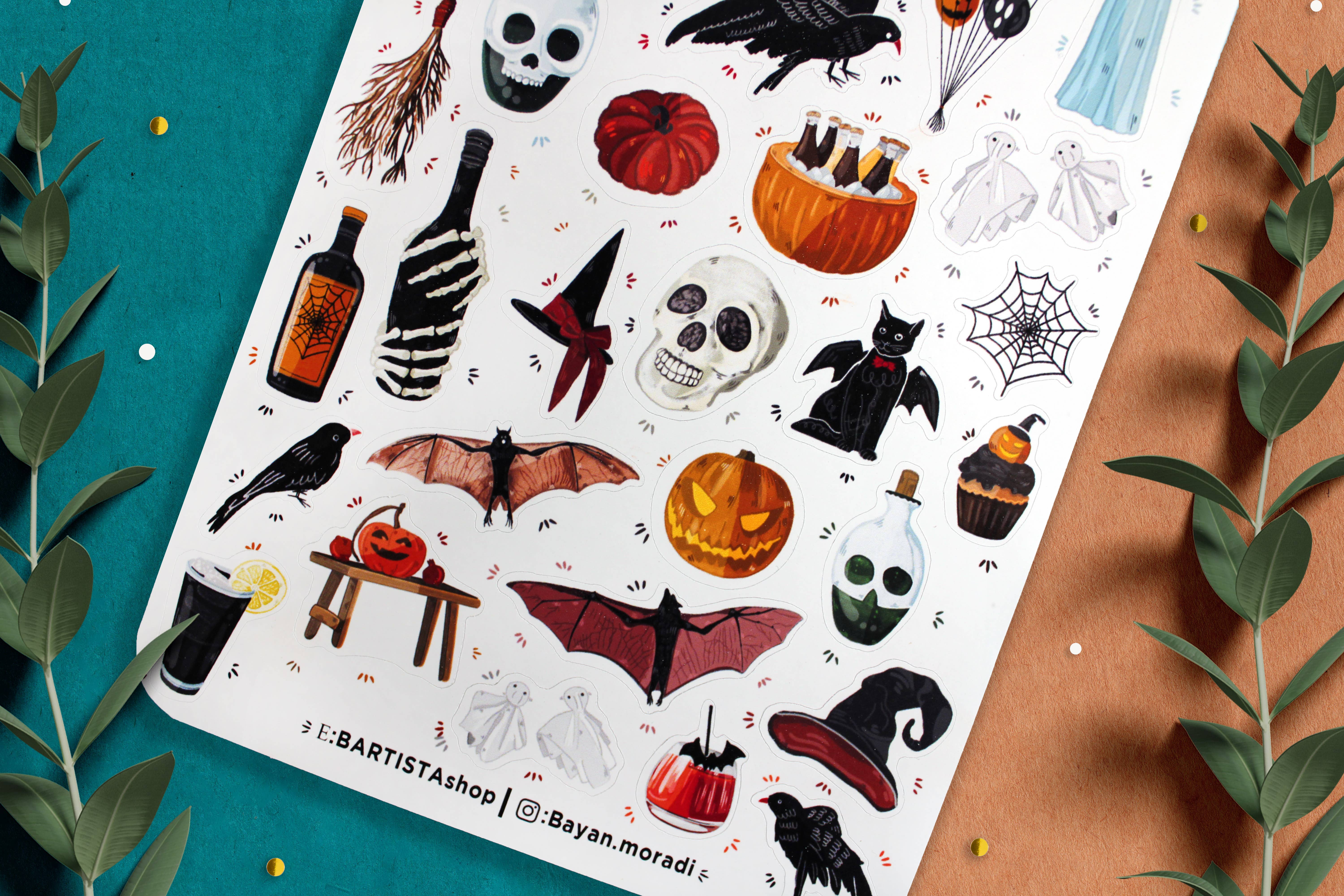 Bartista - Vendita all'ingrosso Adesivo - Foglio di adesivi Boo, adesivi per Halloween, adesivo BulletJournal4