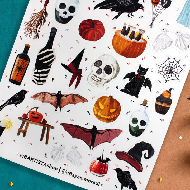 Bartista - Vendita all'ingrosso Adesivo - Foglio di adesivi Boo, adesivi per Halloween, adesivo BulletJournal4