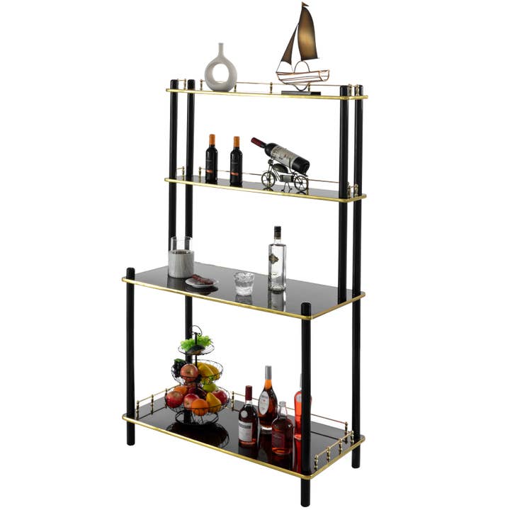 Quickway Imports - Wholesale Bar Cart - Bar Console with Open Shelves for Glasses and Bottles11
