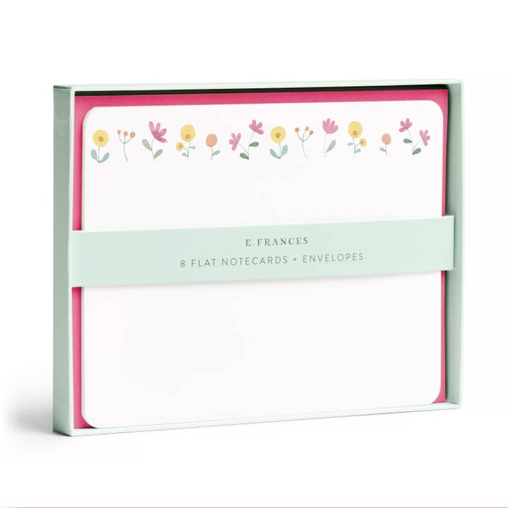 Spring Flowers Flat Note (Boxed set of 8) for wholesale by E. Frances Paper