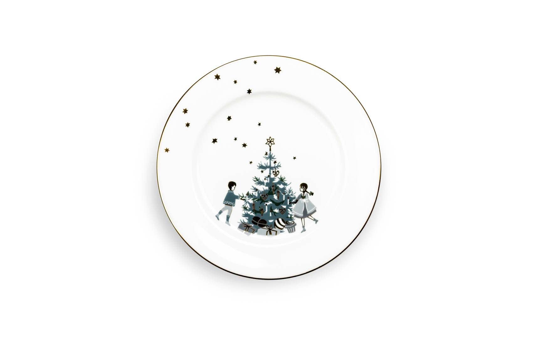 Jette Frölich Design - Wholesale Dinner Plate - Winter Stars, Plate with Christmas Tree, 21 Cm