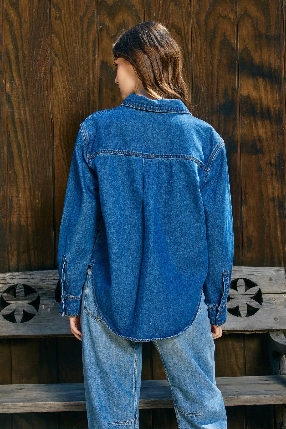 Denim Shacket with Embroidery - RT1127 for wholesale on Faire6