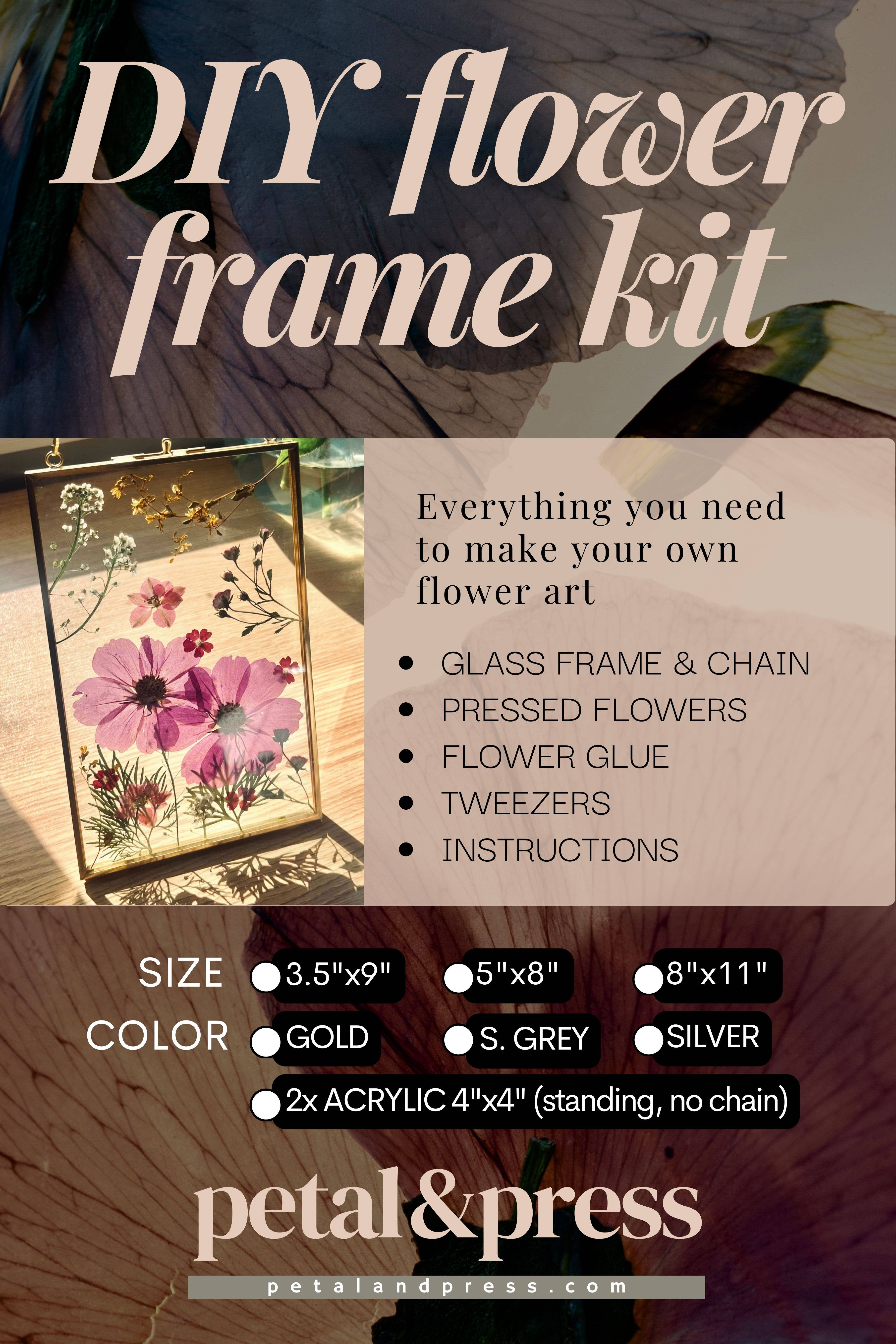 Petal And Press – Kit de artesanato DIY por atacado – Kit de arte DIY com flores prensadas: Quadro flutuante com flores secas6