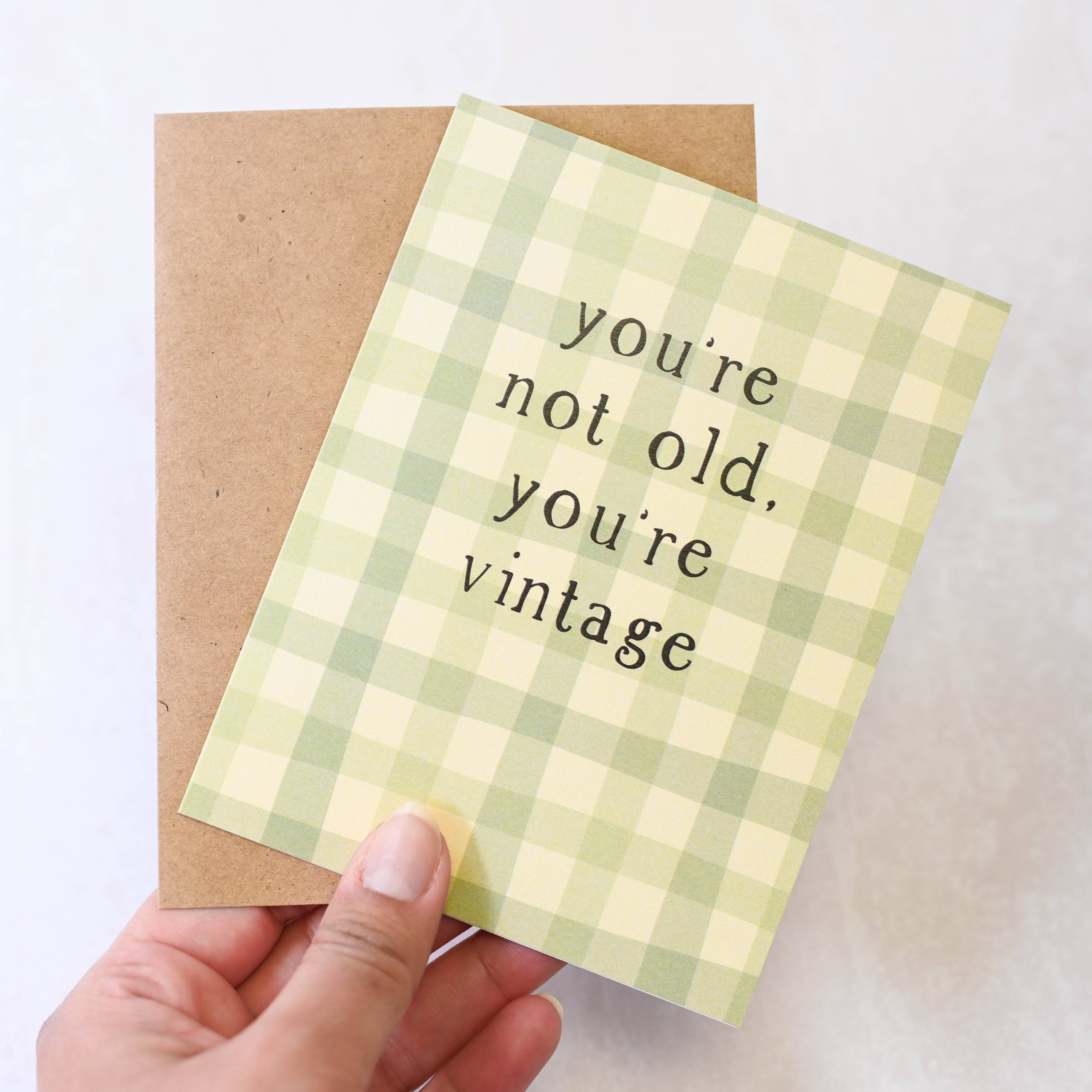 Simple Whimsy - Wholesale Birthday Card - You're Not Old, You're Vintage - Plaid Birthday Card1