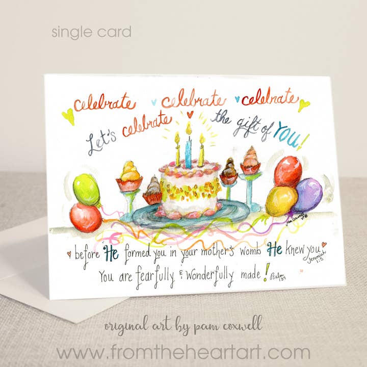 From The Heart Art - Wholesale Birthday Card - Birthday Cake - Notecards1