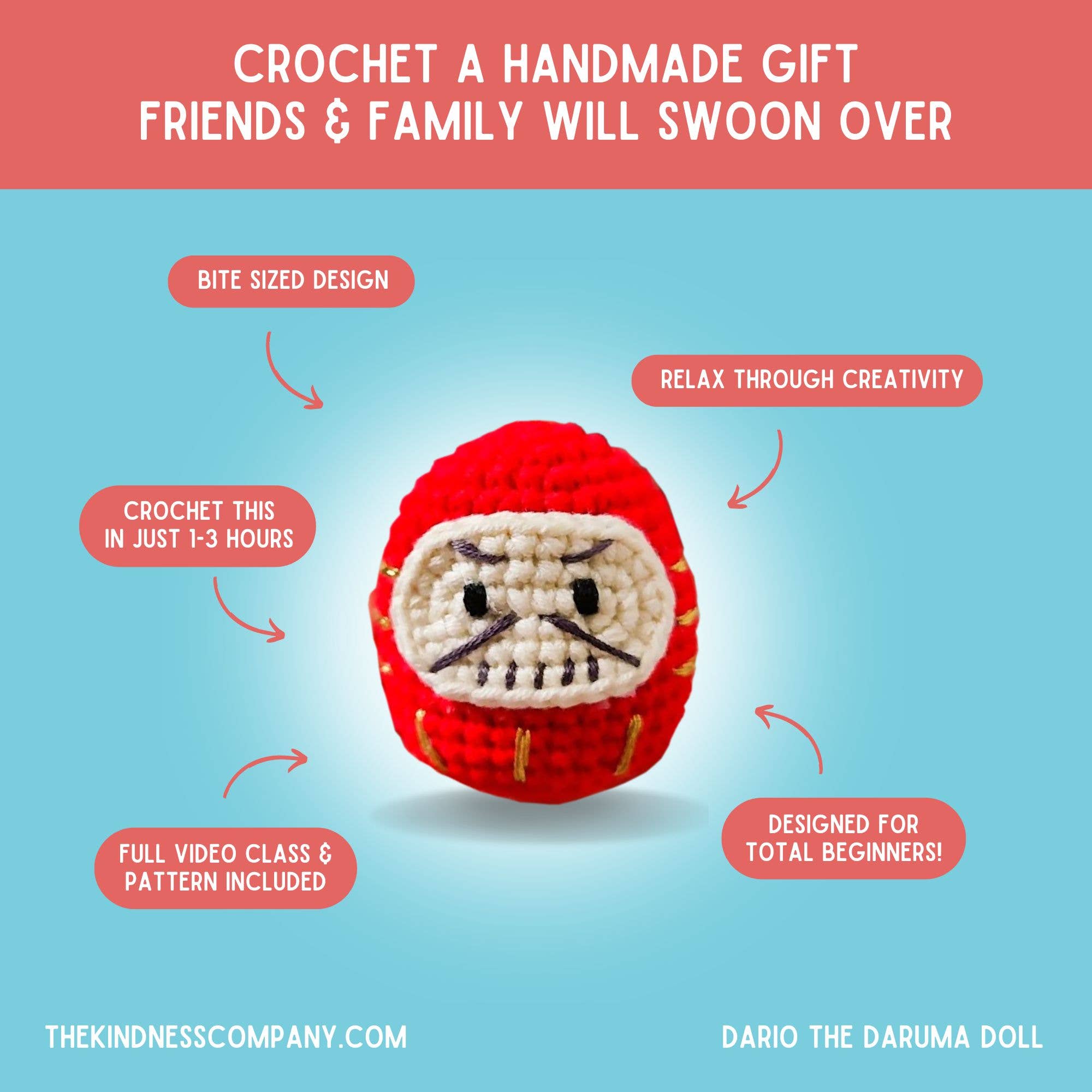 The Kindness Company – wholesale Encouragement card – Encouragement Card & Daruma Doll Crochet Pattern3