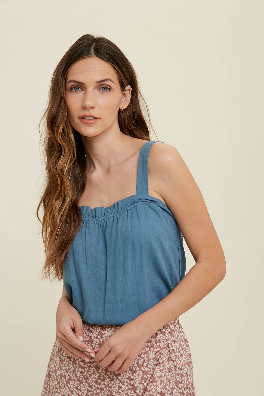 Wishlist Apparel - Wholesale Camisole - Women's - SQUARE NECK CAMI WITH RUFFLE DETAIL / WL22-71438