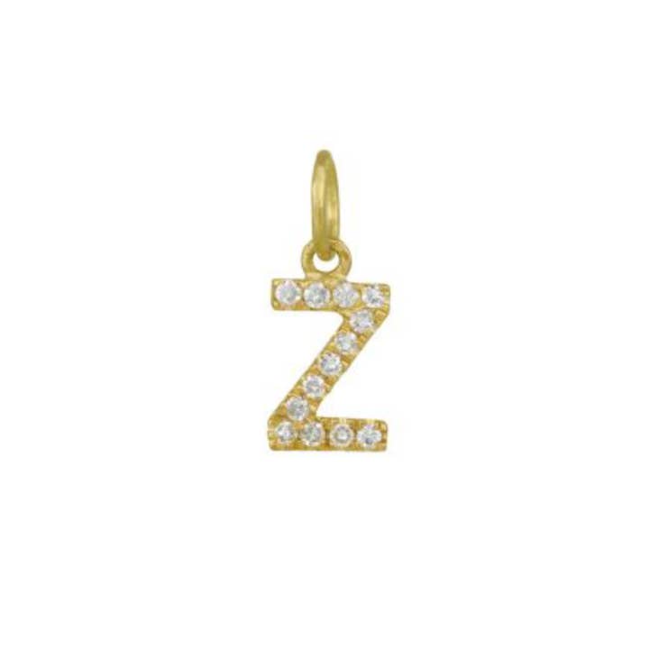 Ashley Schenkein Jewelry Design - Wholesale Pendant/Charm Necklace - Diamond Initial Charm 14K Yellow Gold Necklace27