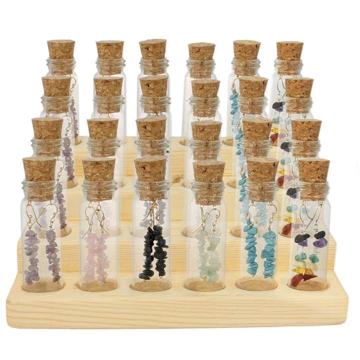 Bottled Stone Chip Earrings Tiered Display for wholesale by ZAD