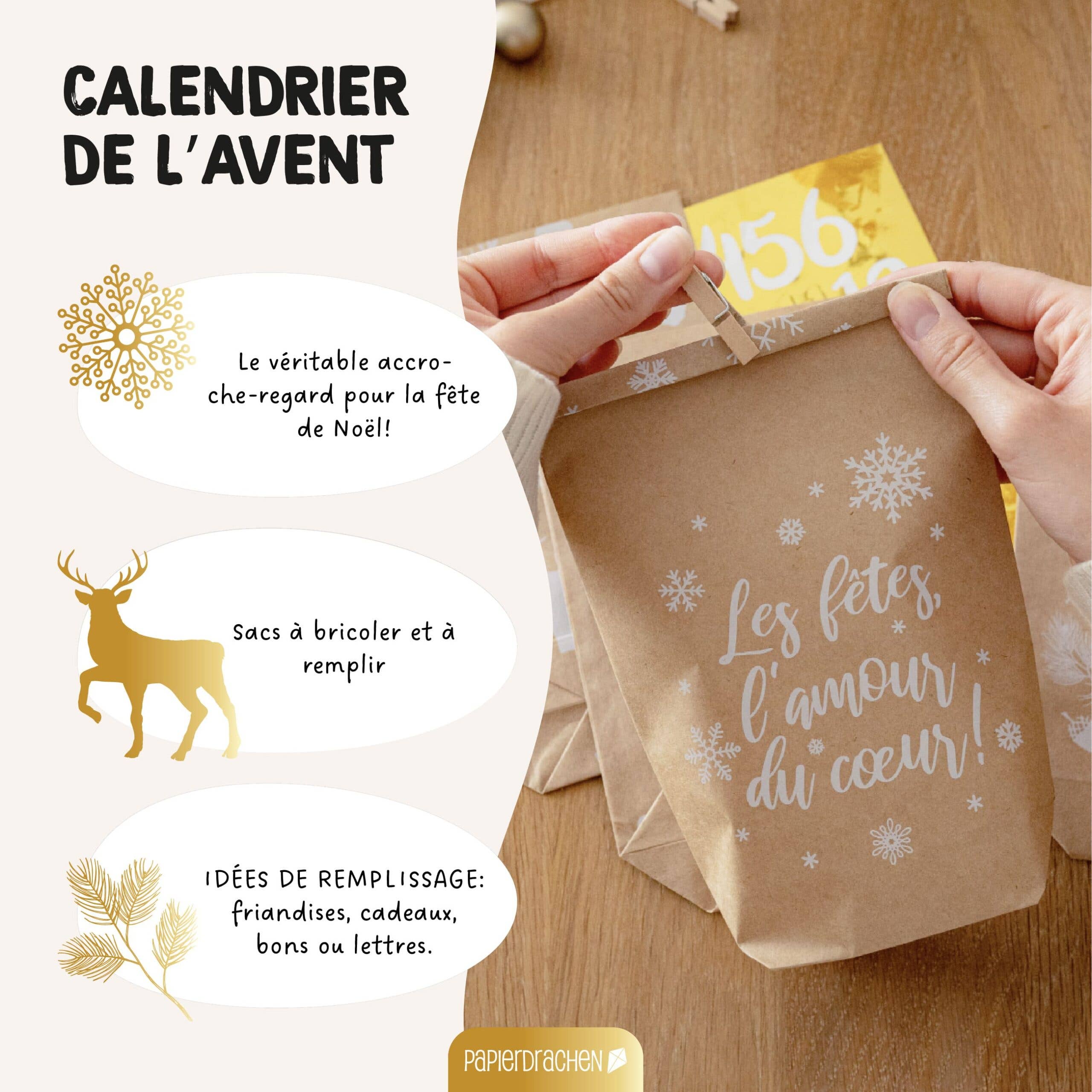 Papierdrachen - Wholesale Advent Calendar - Paper Kite Advent Calendar Cozy Winter White French3