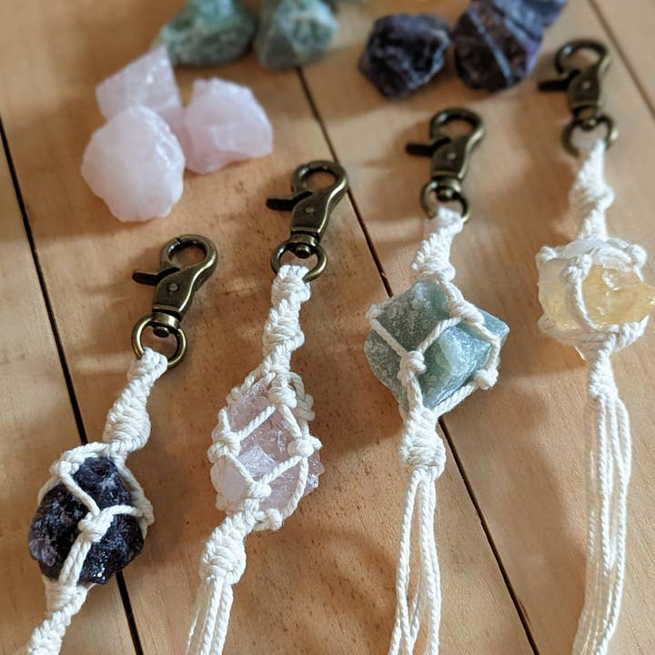 Pretty Fly For A DIY – wholesale Keychain – Women's – Macrame Crystal Charm Keychain2