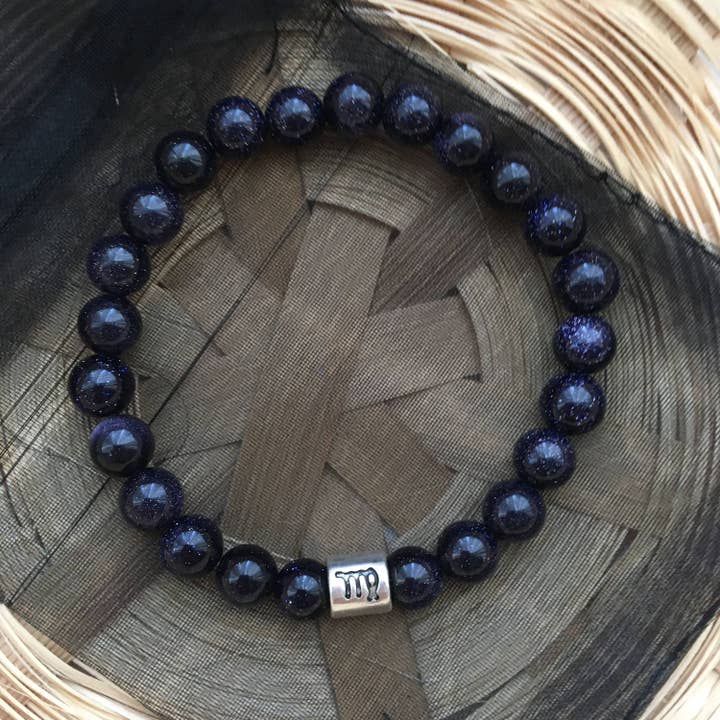 Blauer Sandstein Jungfrau Sternzeichen Sternzeichen Armband für den Großhandel von Roshni Desai & Things