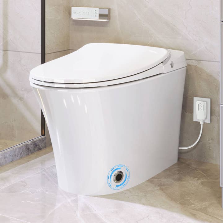 Luxury Smart Toilet With Dryer And Warm Water, Elongated Bidet Toilet With Heated Seat, With Remote Control, Led Night Light, Power Outage Flushing, Soft Close Cover,Whit White Ceramic and other Purchase Wholesale toiletpapier. Free Returns & Net 60 Terms on Faire trending on Faire.