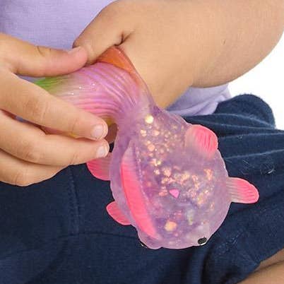 30 Pc Squishy Glitter Fish Toy Unit with Aquarium Display for wholesale by Cupcakes & Cartwheels by Two's Company